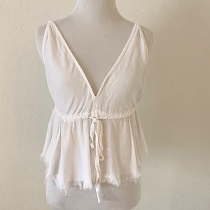 Brandy Melville Crop Tank White V-Neck One Size